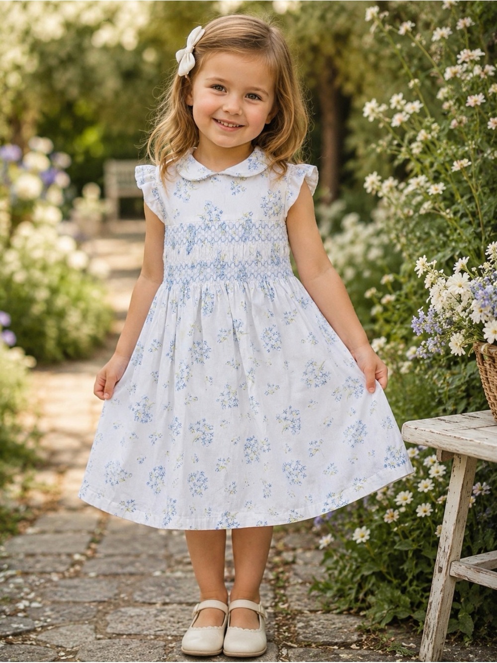 Laura Ashley Baby Girls Smocked Floral Dress 4T Cottagecore Pictures Church